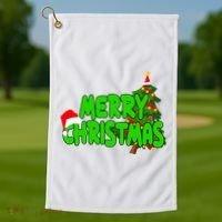 Merry Christmas Festive Holiday Golf Towel thumb 1