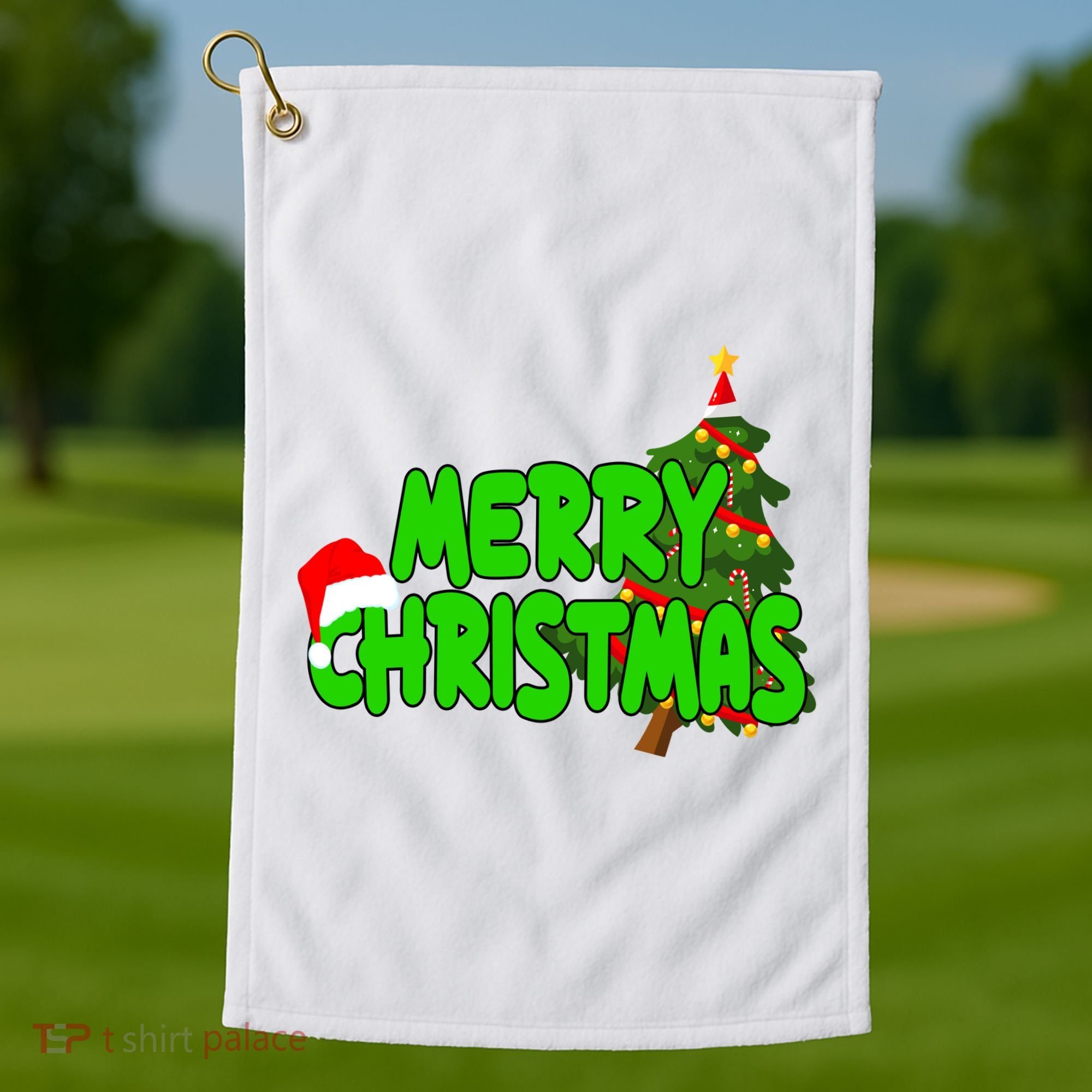 Merry Christmas Festive Holiday Golf Towel