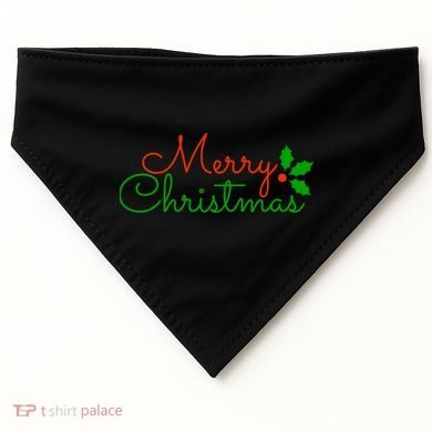 Merry Christmas Festive Logo USA-Made Doggie Bandana