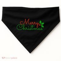 Merry Christmas Festive Logo USA-Made Doggie Bandana thumb 0