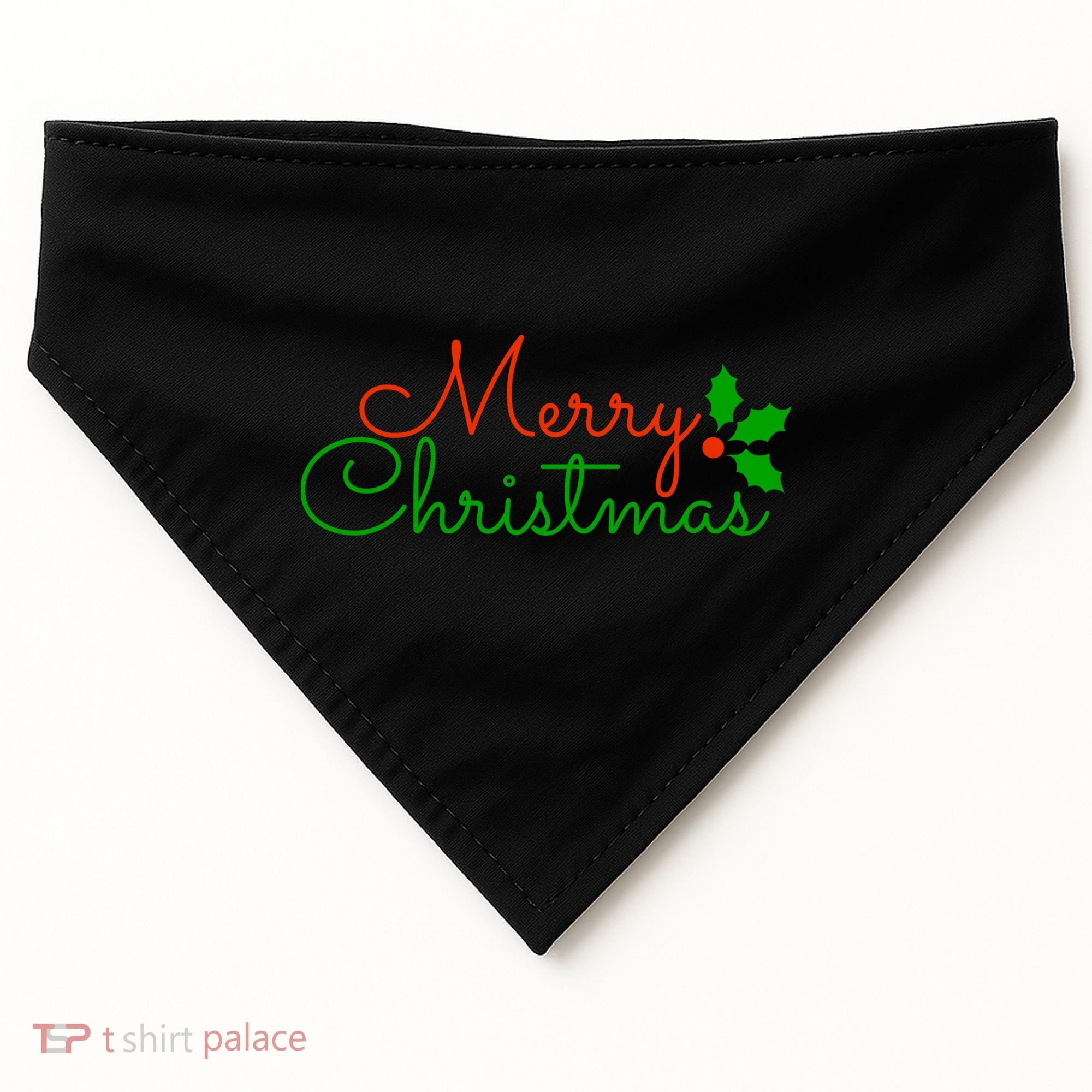 Merry Christmas Festive Logo USA-Made Doggie Bandana