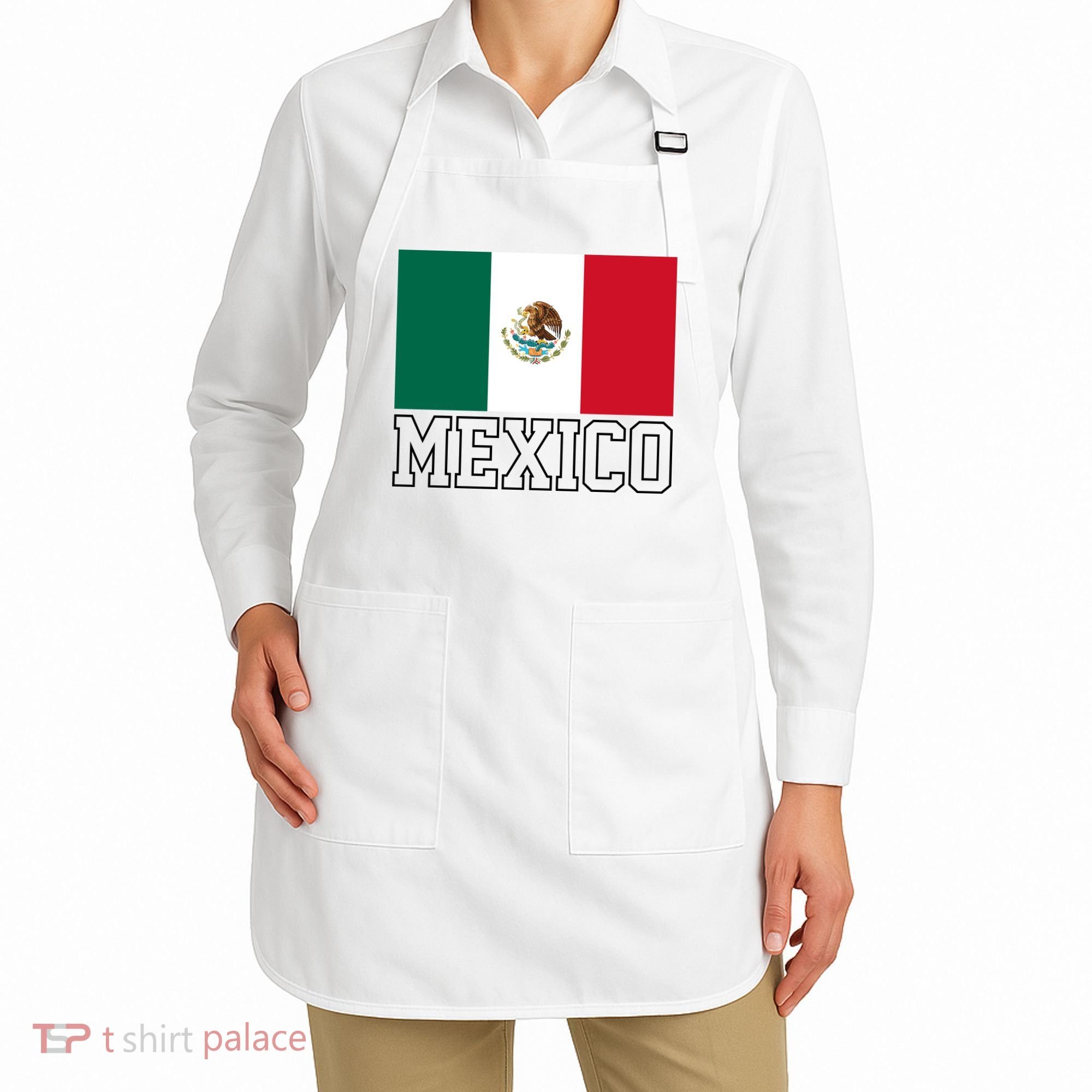 Mexico Country Flag Mexican Fan Apron