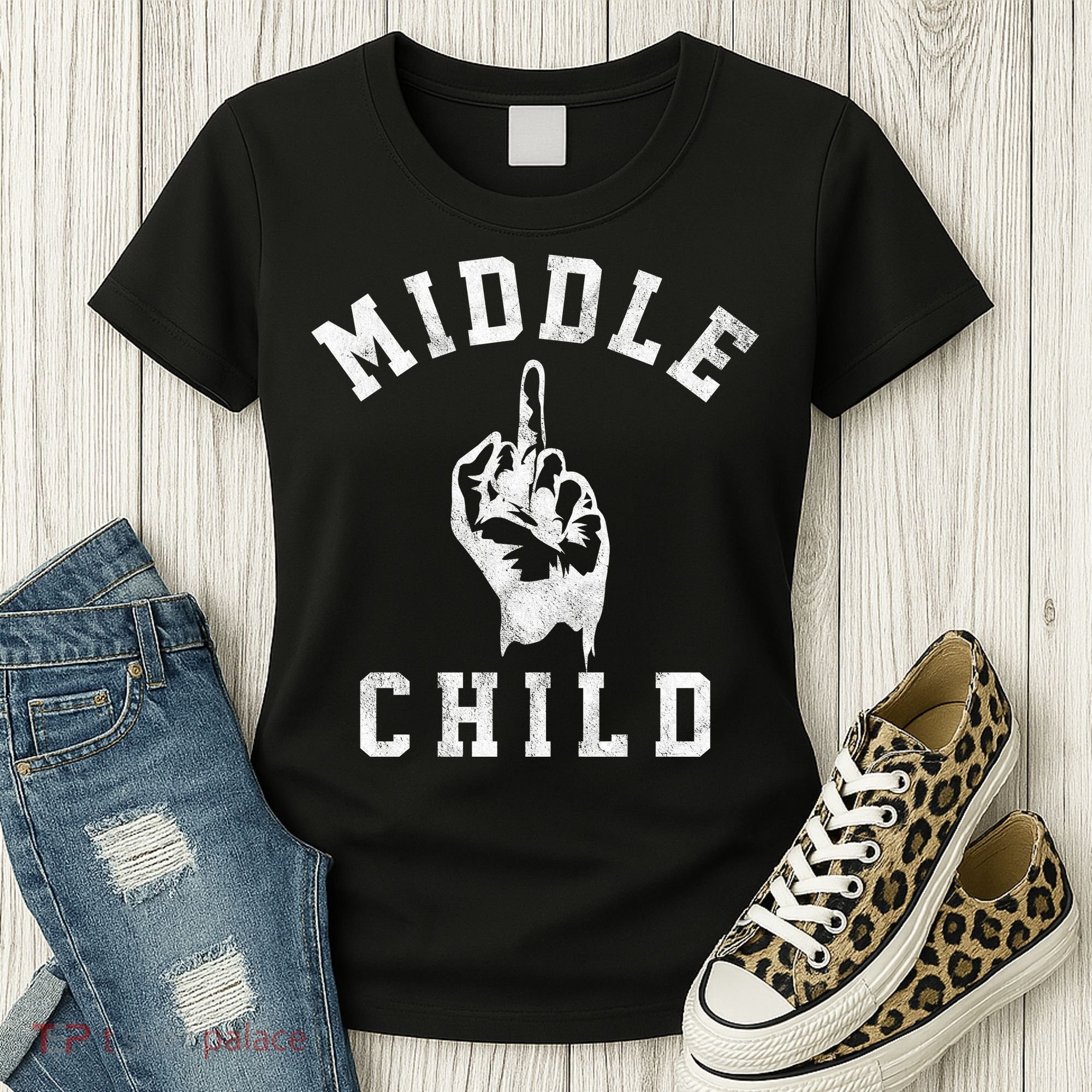 Middle Child Funny Offensive Adult Humor Finger Women's T-Shirt