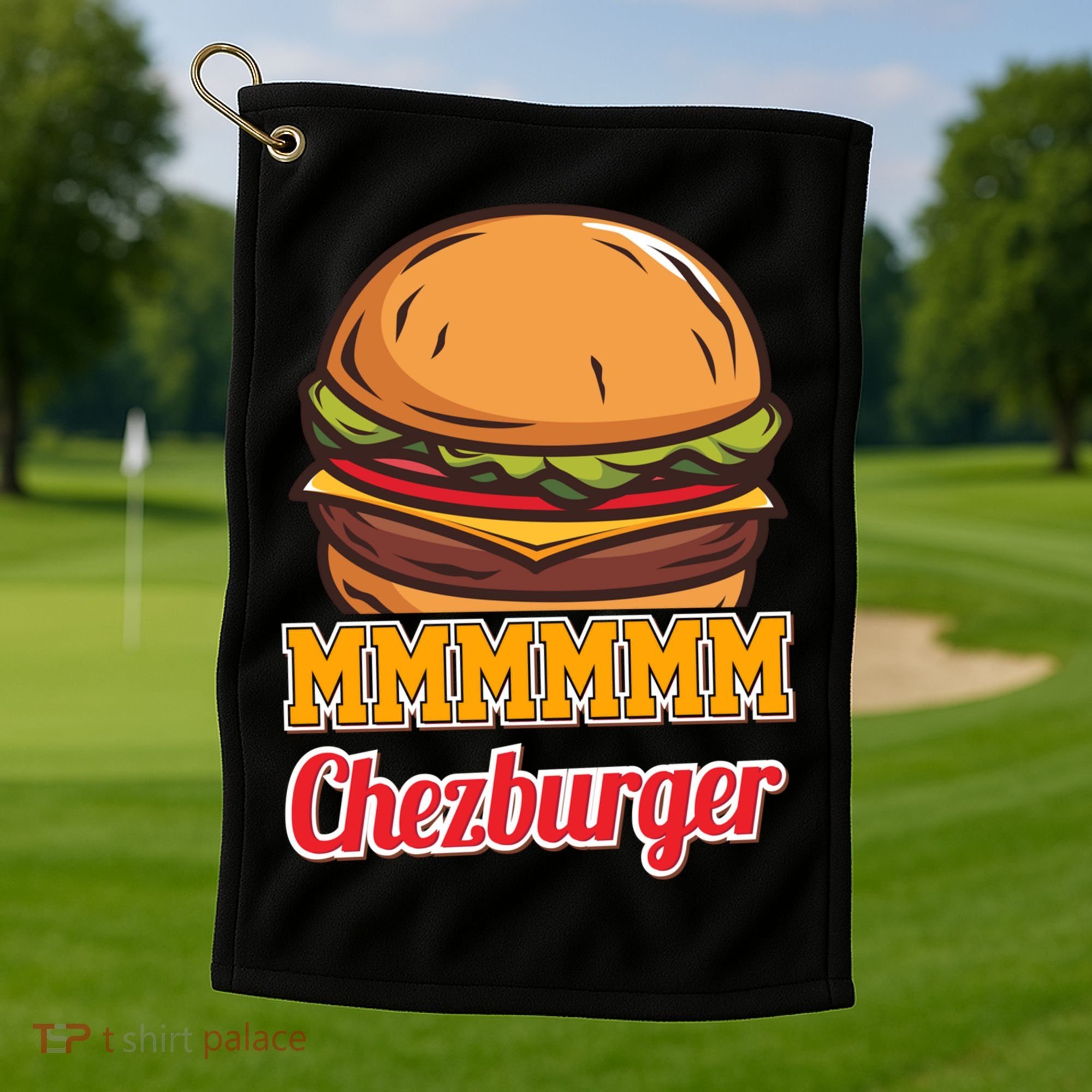 Mmmm Chezburger Funny Hamburger Outfit Hamburger Great Gift Golf Towel