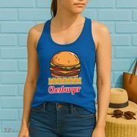 Mmmm Chezburger Funny Hamburger Outfit Hamburger Great Gift Women's Tank Top thumb 2