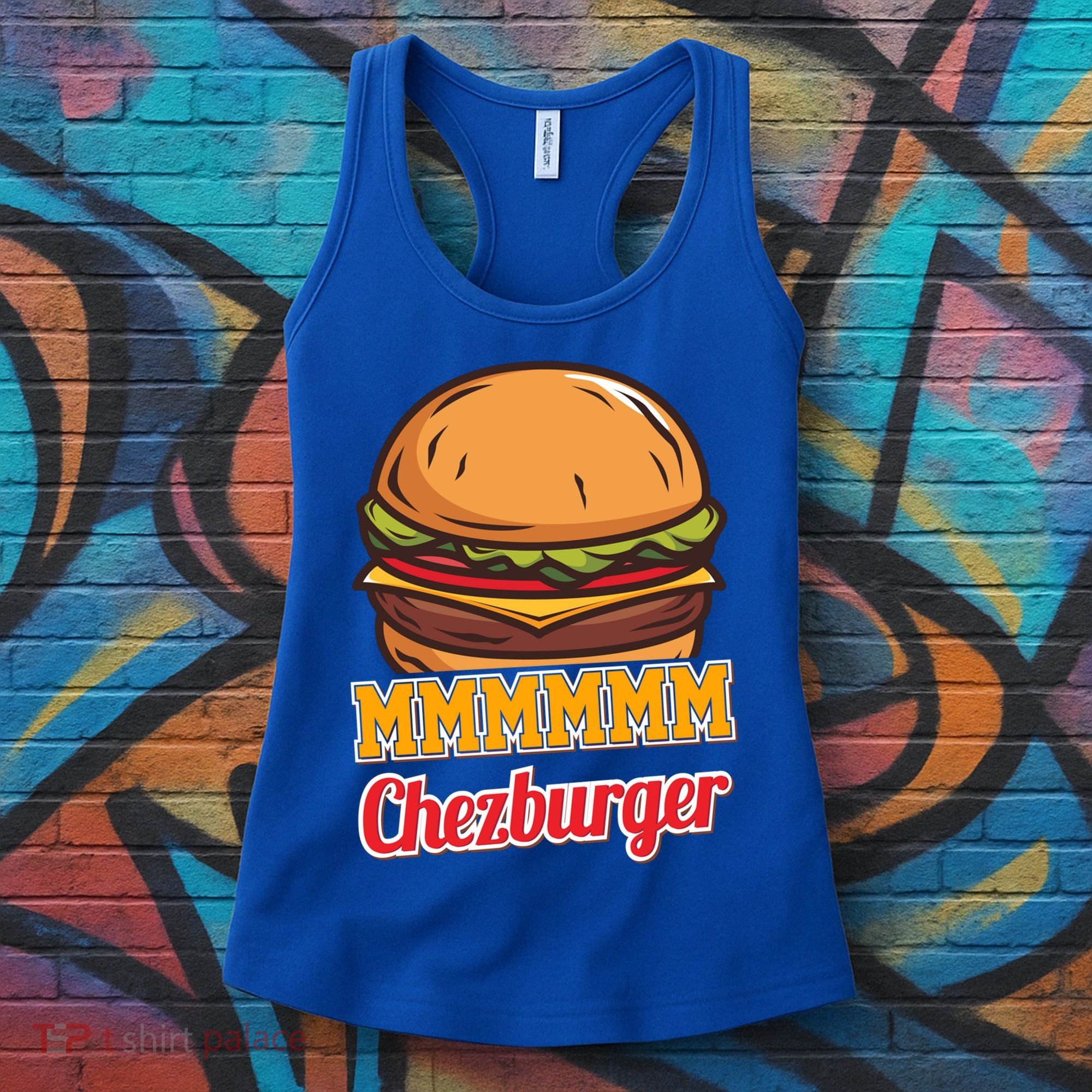 Mmmm Chezburger Funny Hamburger Outfit Hamburger Great Gift Women's Tank Top