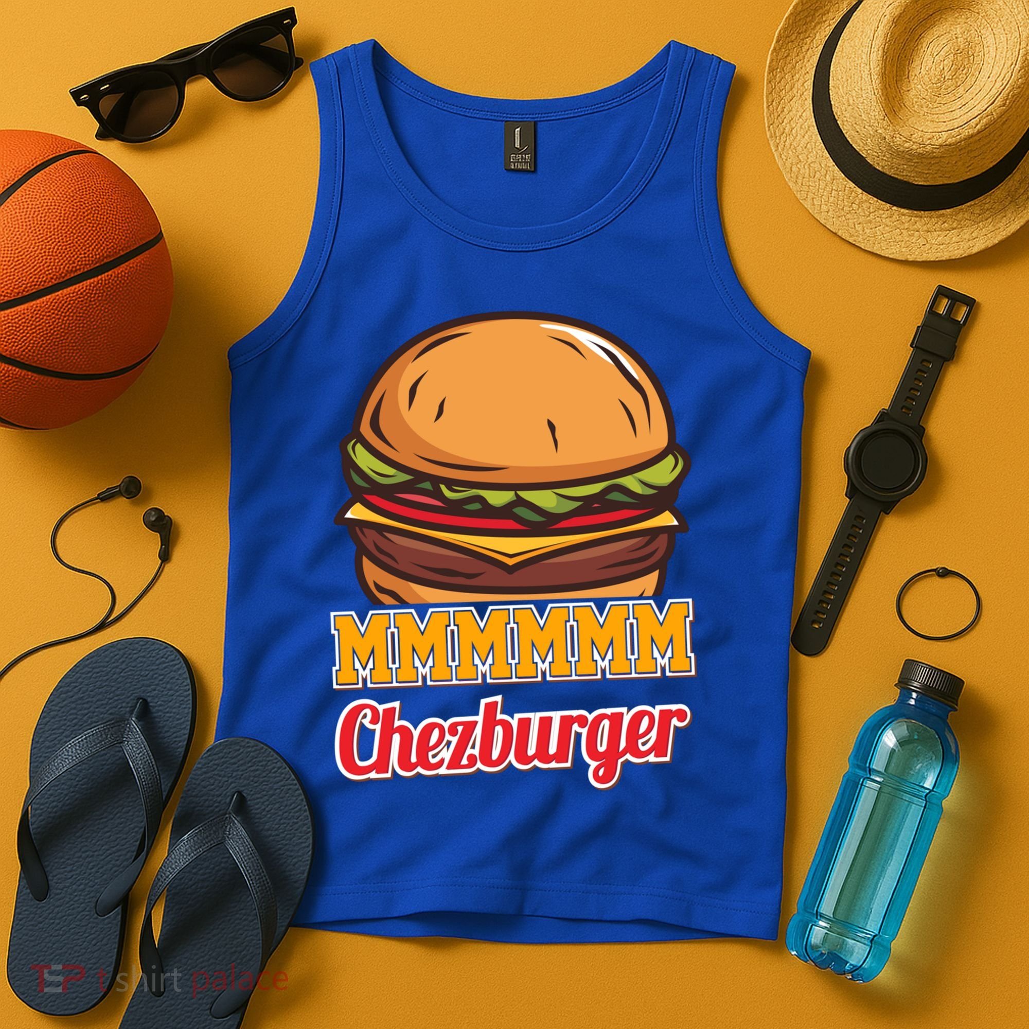 Mmmm Chezburger Funny Hamburger Outfit Hamburger Great Gift Tank Top