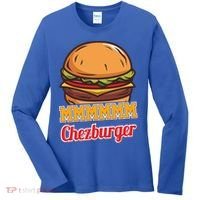Mmmm Chezburger Funny Hamburger Outfit Hamburger Great Gift Women's Long Sleeve Shirt thumb 0