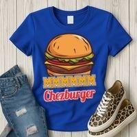 Mmmm Chezburger Funny Hamburger Outfit Hamburger Great Gift Women's T-Shirt thumb 3