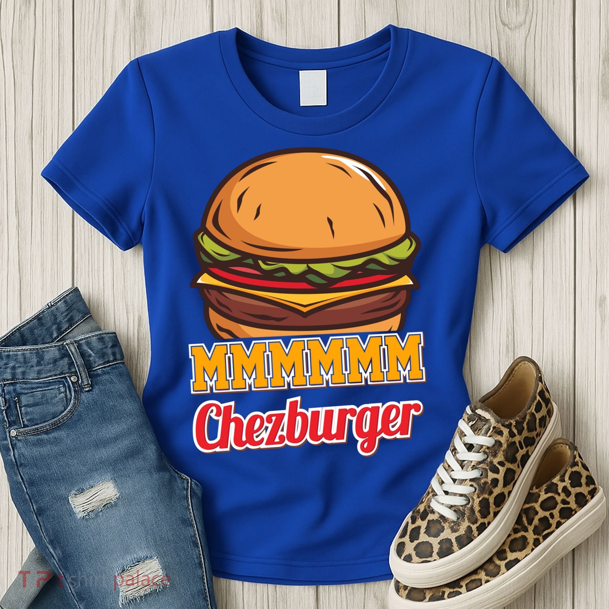 Mmmm Chezburger Funny Hamburger Outfit Hamburger Great Gift Women's T-Shirt