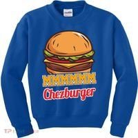 Mmmm Chezburger Funny Hamburger Outfit Hamburger Great Gift Kids Sweatshirt thumb 0