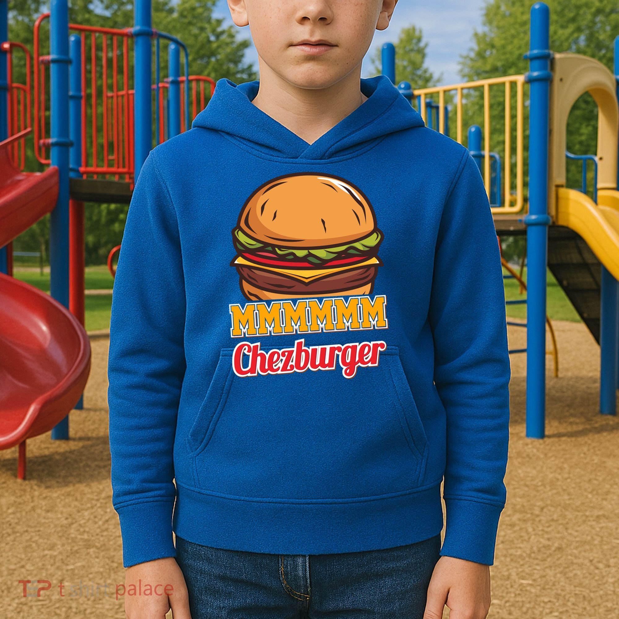 Mmmm Chezburger Funny Hamburger Outfit Hamburger Great Gift Kids Hoodie