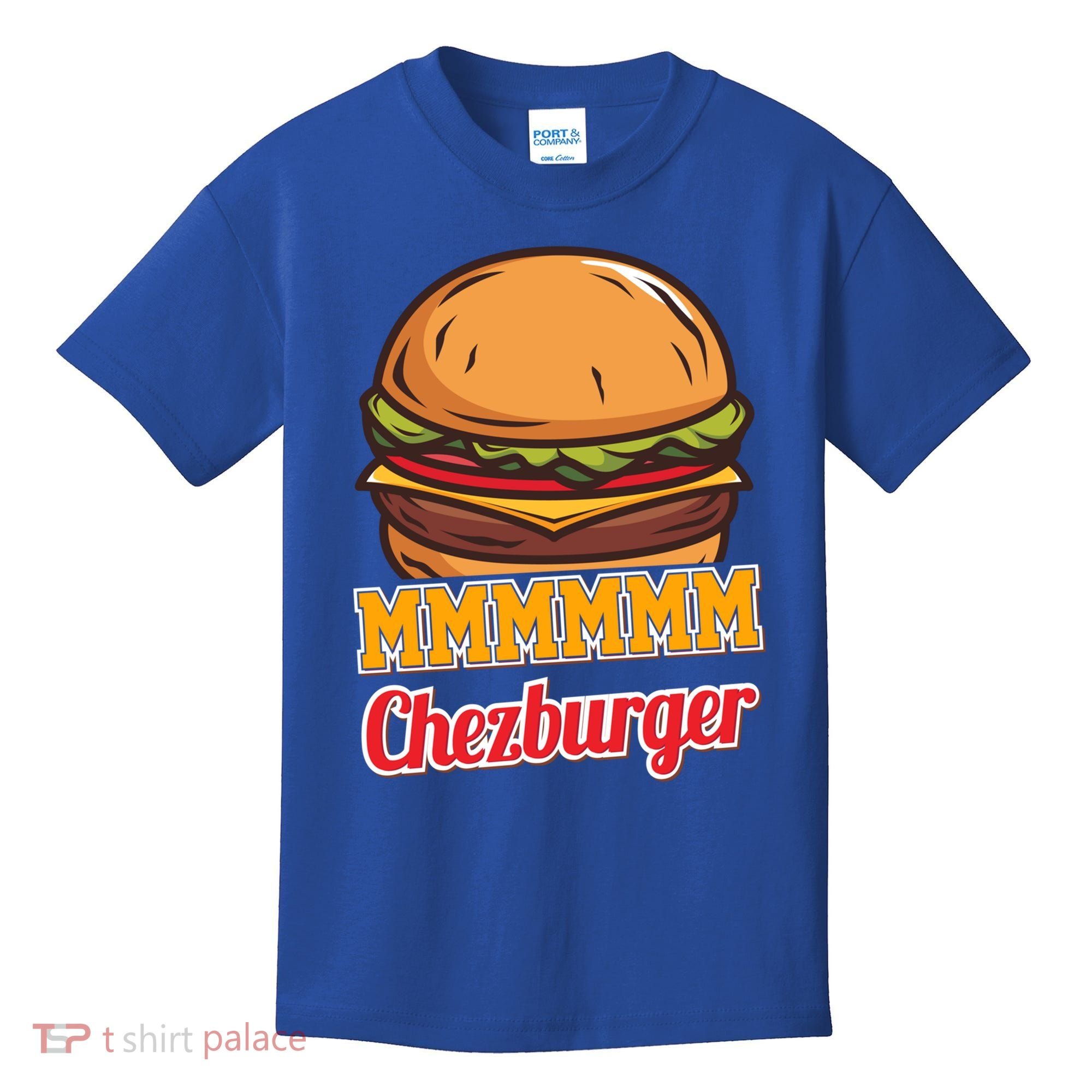 Mmmm Chezburger Funny Hamburger Outfit Hamburger Great Gift Kids T-Shirt