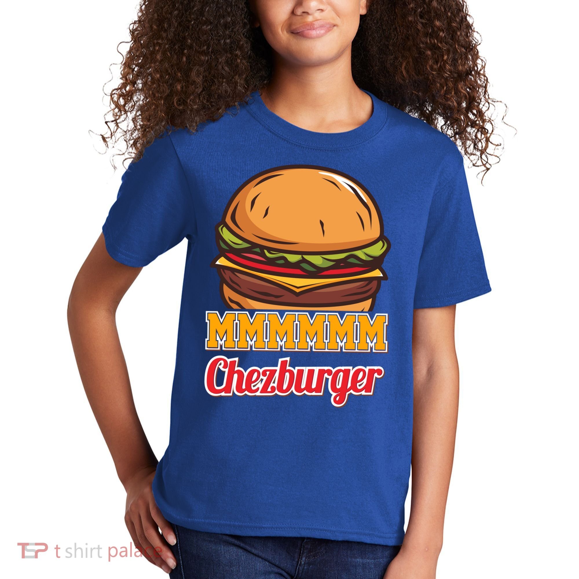 Mmmm Chezburger Funny Hamburger Outfit Hamburger Great Gift Kids T-Shirt