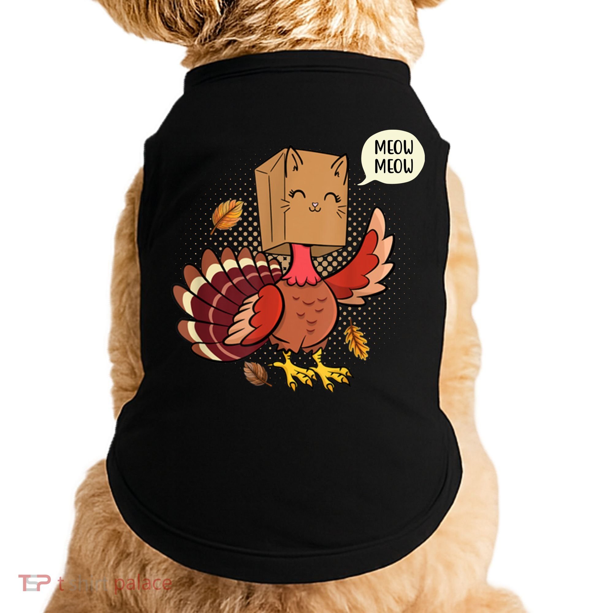 Meow Cat Funny Turkey Thanksgiving Holiday Doggie Tank
