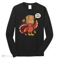 Meow Cat Funny Turkey Thanksgiving Holiday Long Sleeve Shirt thumb 0