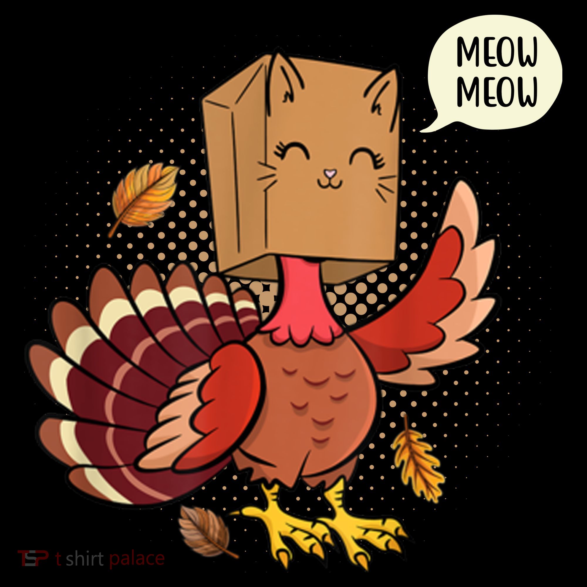 Meow Cat Funny Turkey Thanksgiving Holiday Long Sleeve Shirt