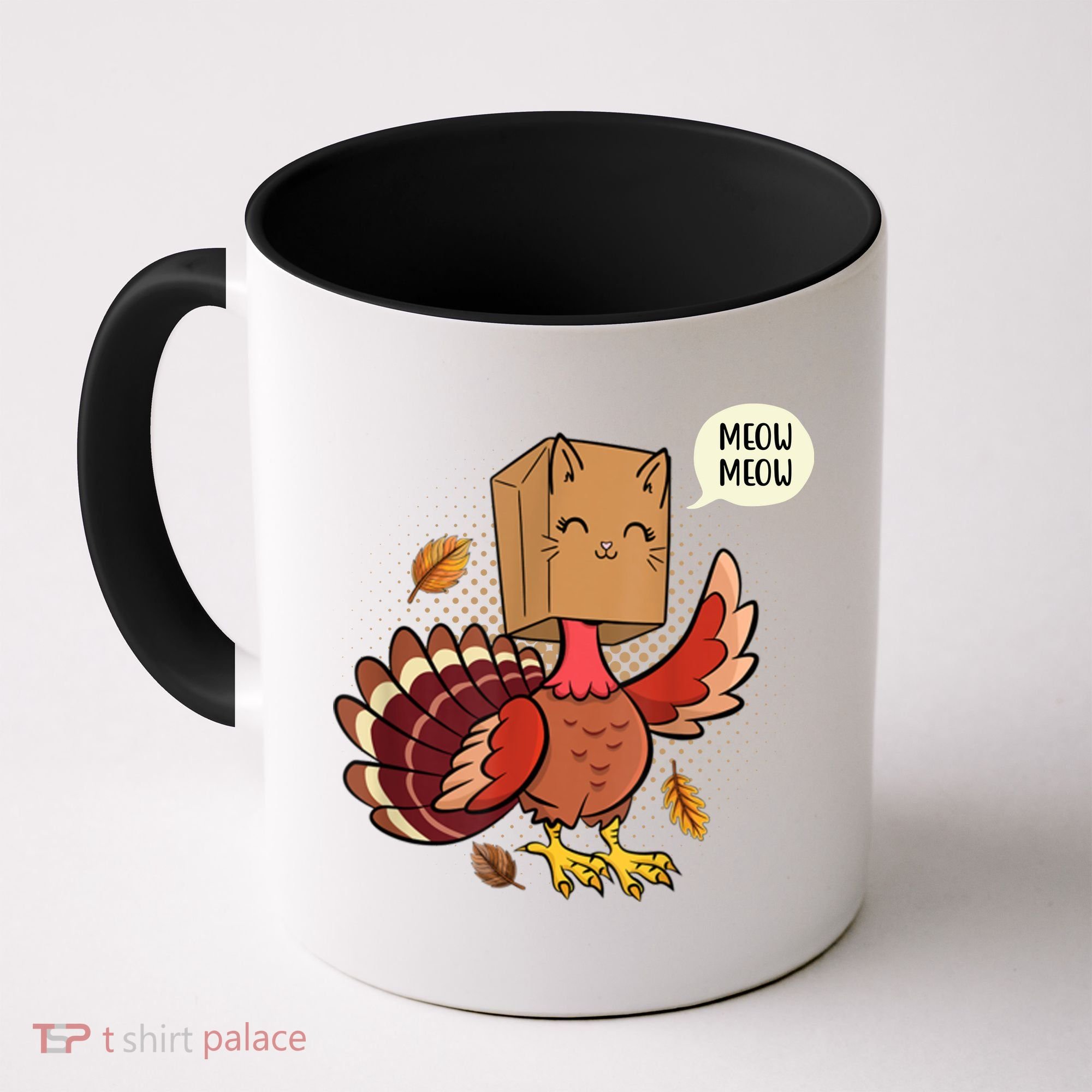 Meow Cat Funny Turkey Thanksgiving Holiday Coffee Mug