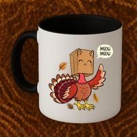 Meow Cat Funny Turkey Thanksgiving Holiday Coffee Mug thumb 2