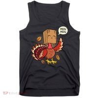 Meow Cat Funny Turkey Thanksgiving Holiday Tank Top thumb 0