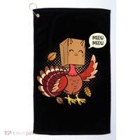 Meow Cat Funny Turkey Thanksgiving Holiday Golf Towel thumb 0