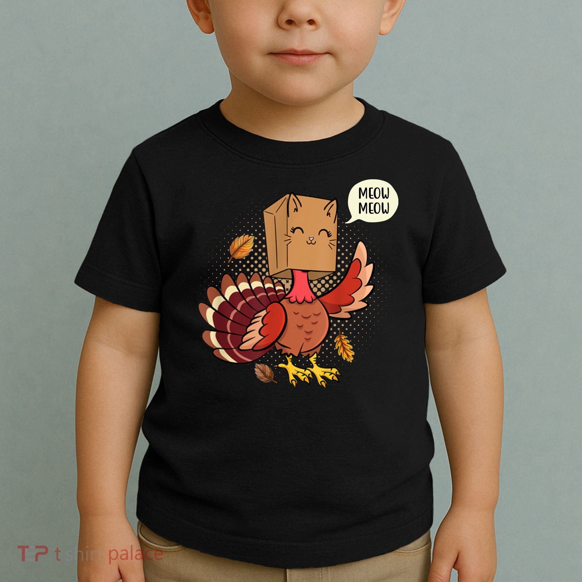 Meow Cat Funny Turkey Thanksgiving Holiday Toddler T-Shirt