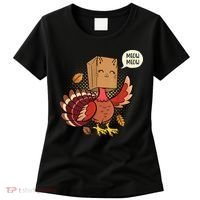 Meow Cat Funny Turkey Thanksgiving Holiday Women's T-Shirt thumb 0