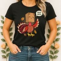 Meow Cat Funny Turkey Thanksgiving Holiday Women's T-Shirt thumb 2