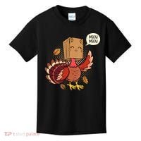Meow Cat Funny Turkey Thanksgiving Holiday Kids T-Shirt thumb 0
