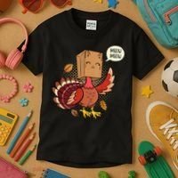 Meow Cat Funny Turkey Thanksgiving Holiday Kids T-Shirt thumb 3