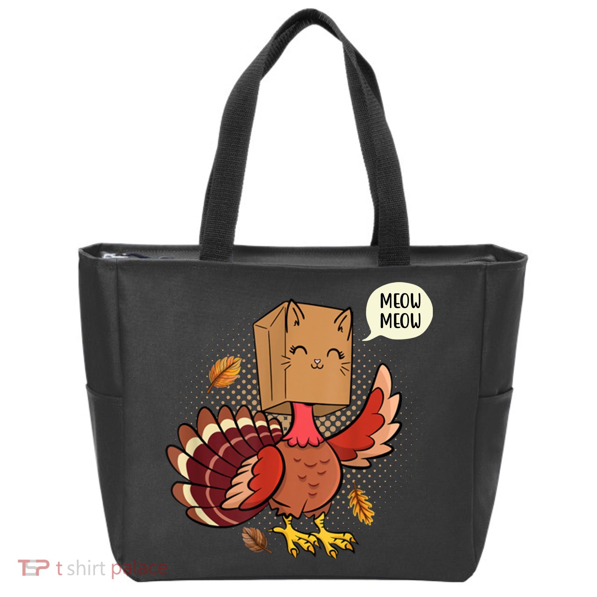 Meow Cat Funny Turkey Thanksgiving Holiday Tote Bag