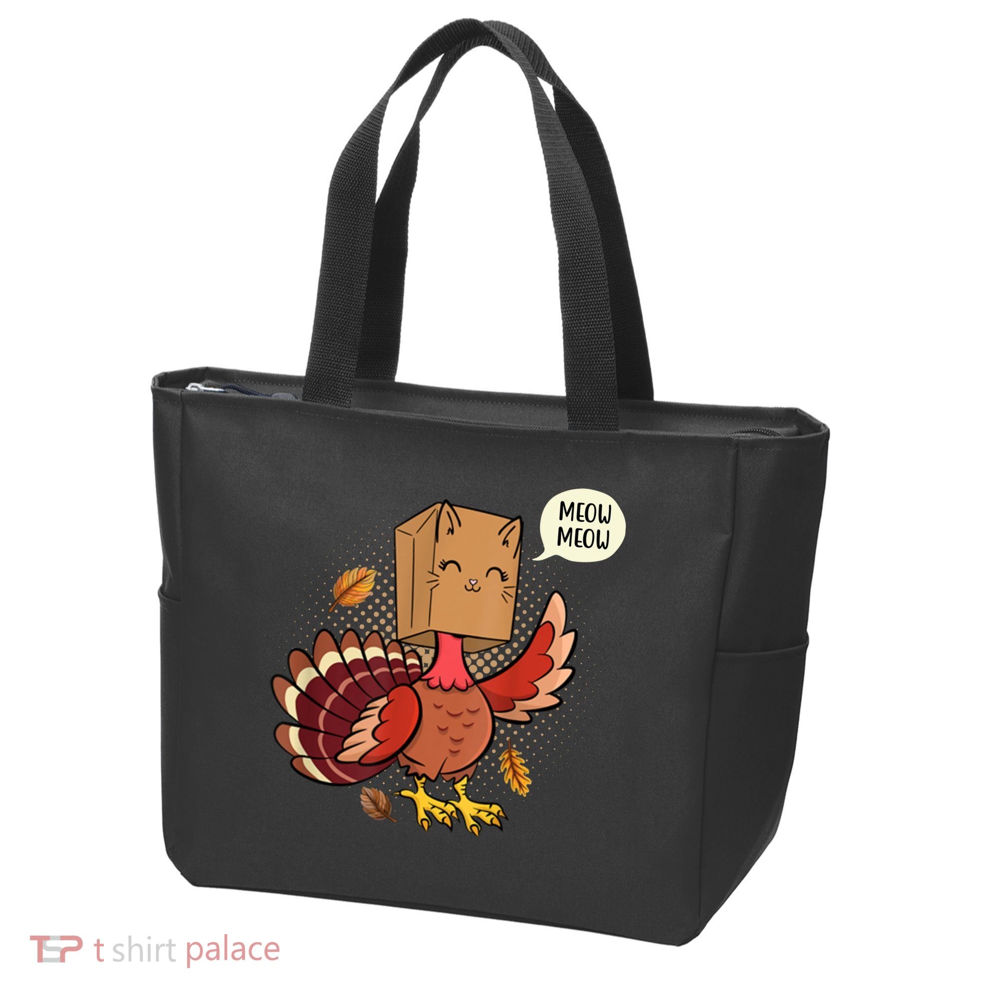 Meow Cat Funny Turkey Thanksgiving Holiday Tote Bag