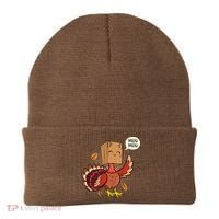 Meow Cat Funny Turkey Thanksgiving Holiday Beanie thumb 0