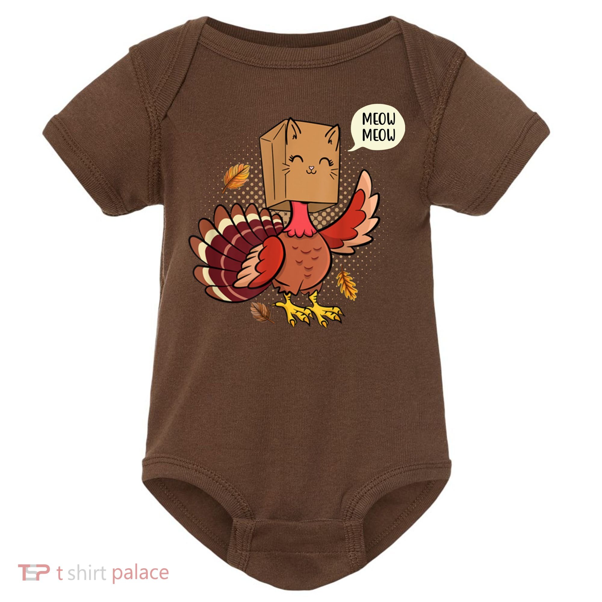 Meow Cat Funny Turkey Thanksgiving Holiday Baby Bodysuit