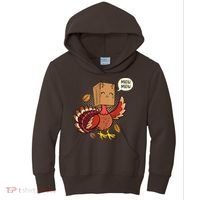 Meow Cat Funny Turkey Thanksgiving Holiday Kids Hoodie thumb 0