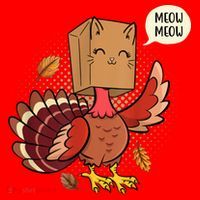Meow Cat Funny Turkey Thanksgiving Holiday Santa Hat thumb 1