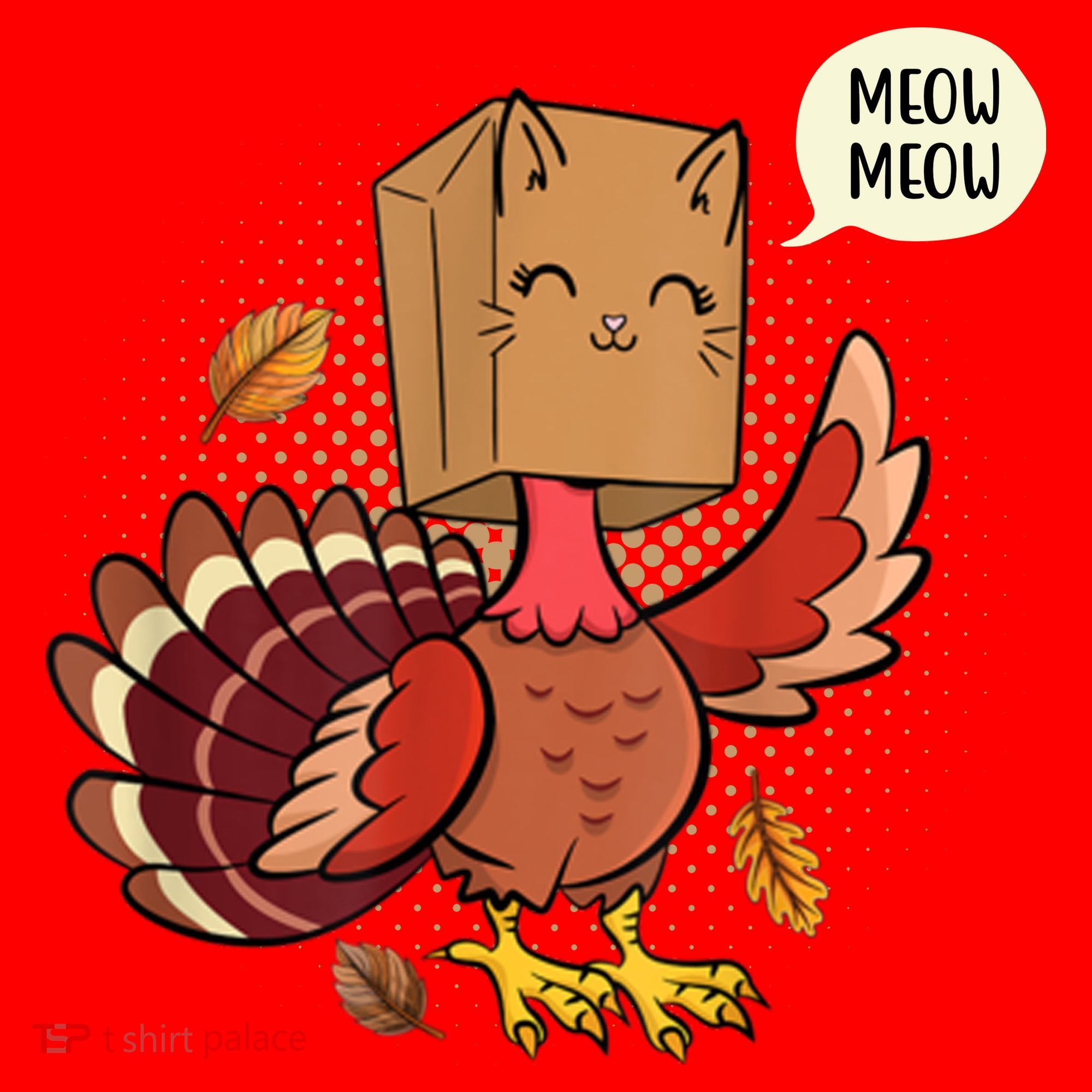 Meow Cat Funny Turkey Thanksgiving Holiday Santa Hat