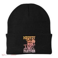 Meowdy Cat Funny Cowboy Western Graphic Cat Lady Cat Dad  Beanie thumb 0