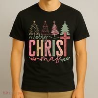 Merry Christmas Faith Christ Christian T-Shirt thumb 3