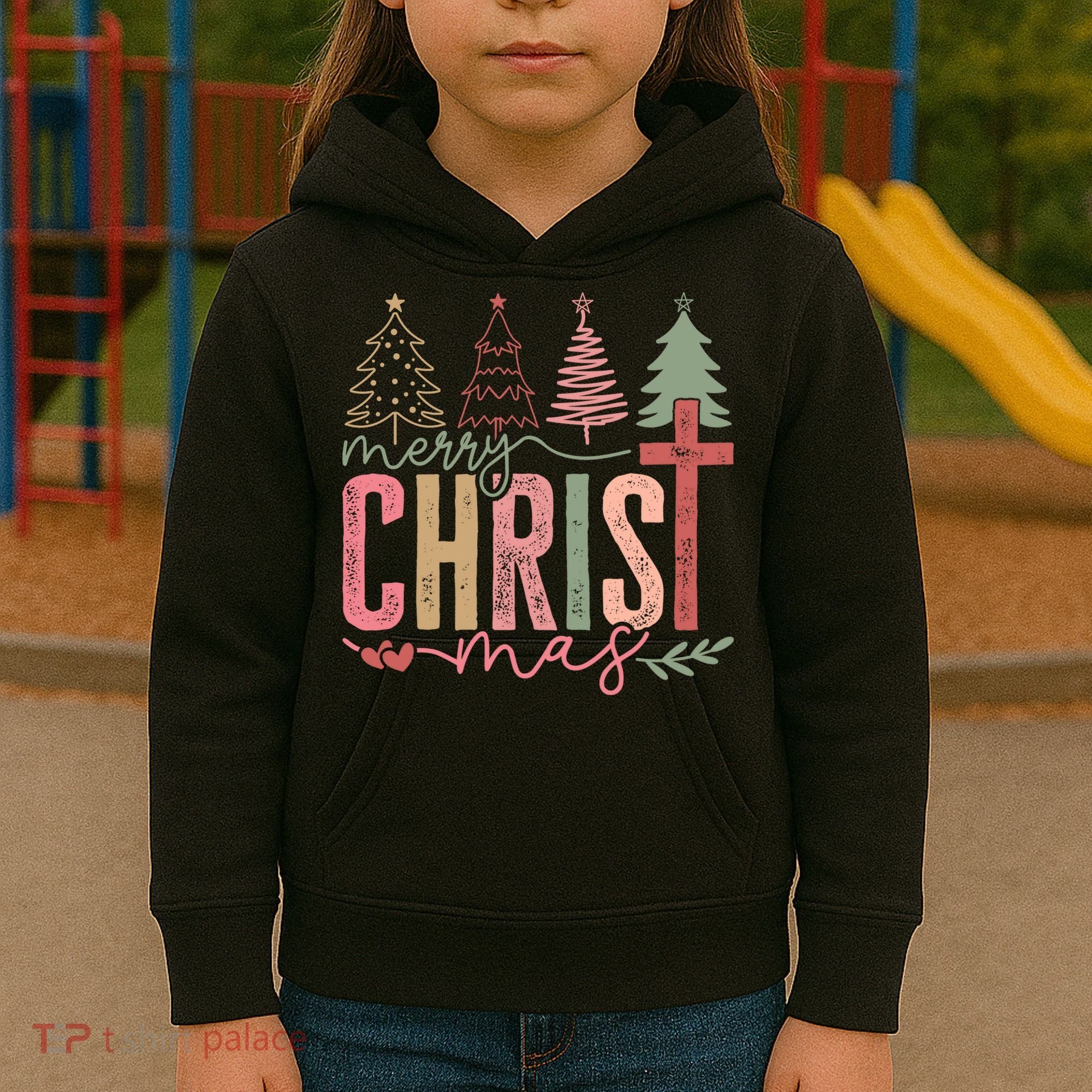 Merry Christmas Faith Christ Christian Kids Hoodie