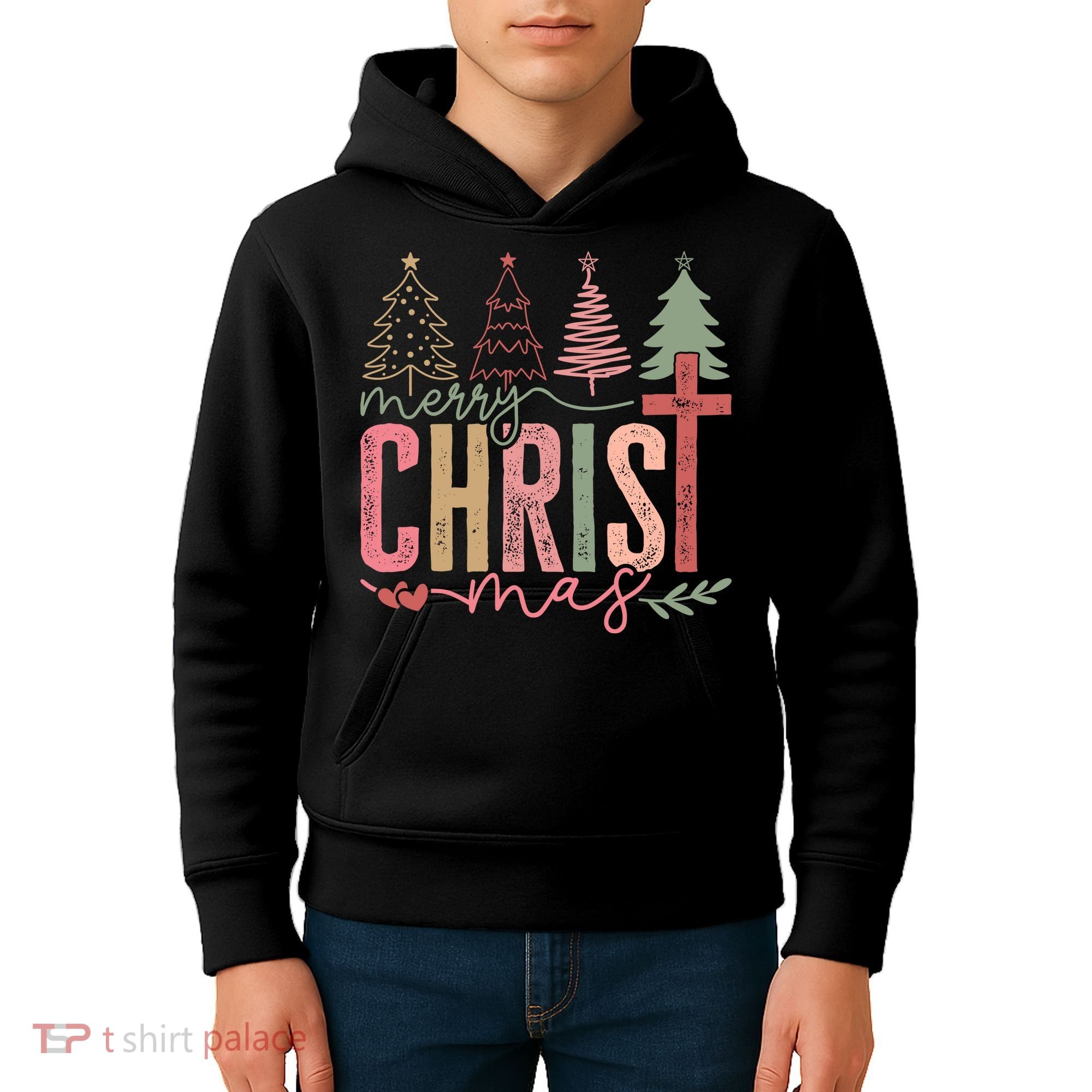 Merry Christmas Faith Christ Christian Kids Hoodie