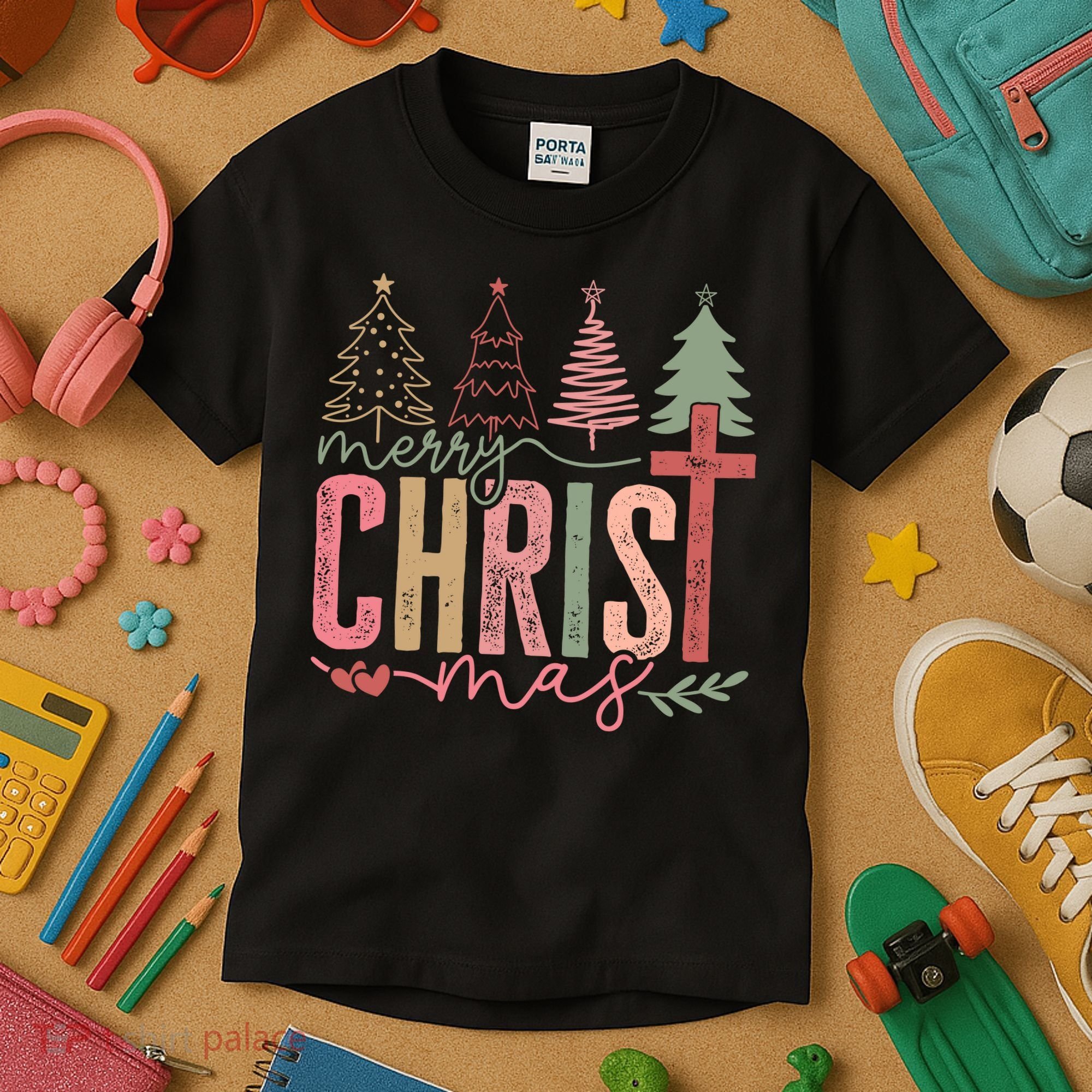 Merry Christmas Faith Christ Christian Kids T-Shirt