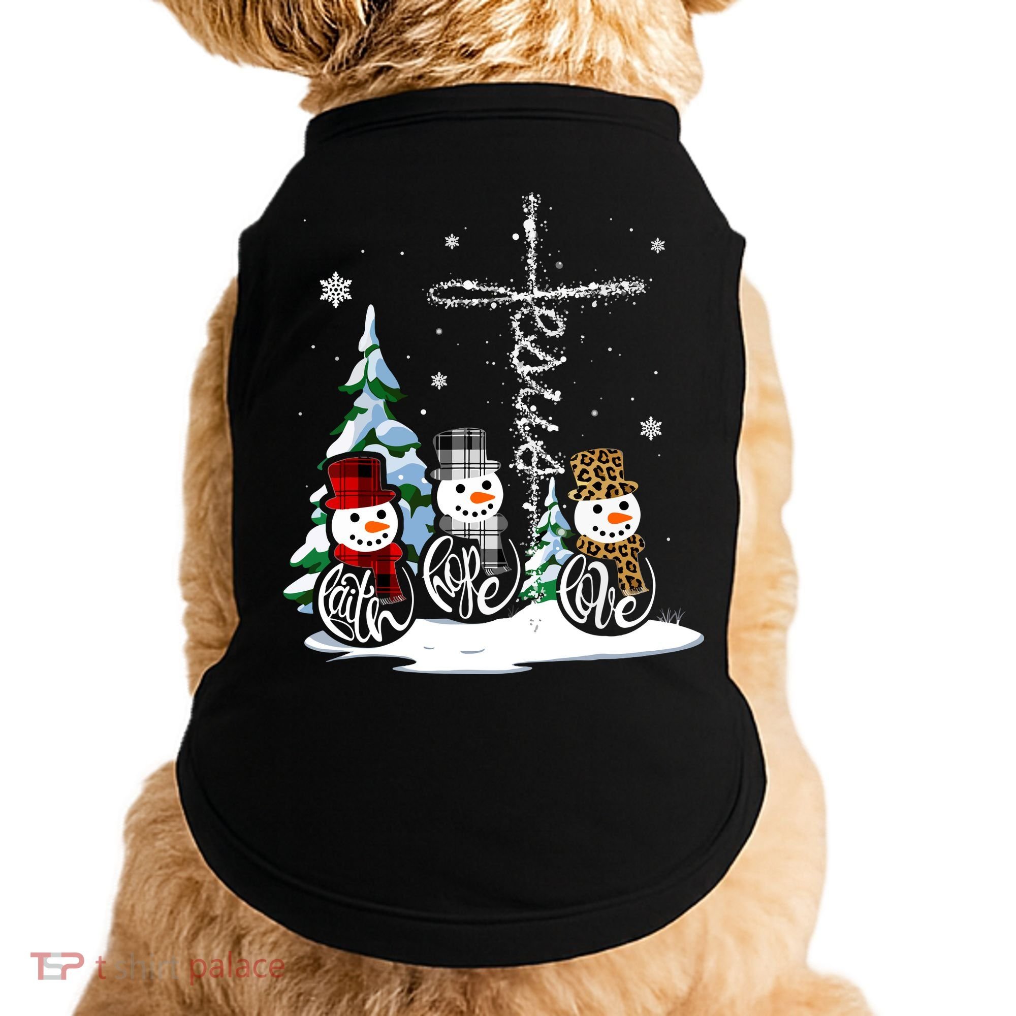 Merry Christmas Faith Hope Love Christmas Snowmen Gift Doggie Tank