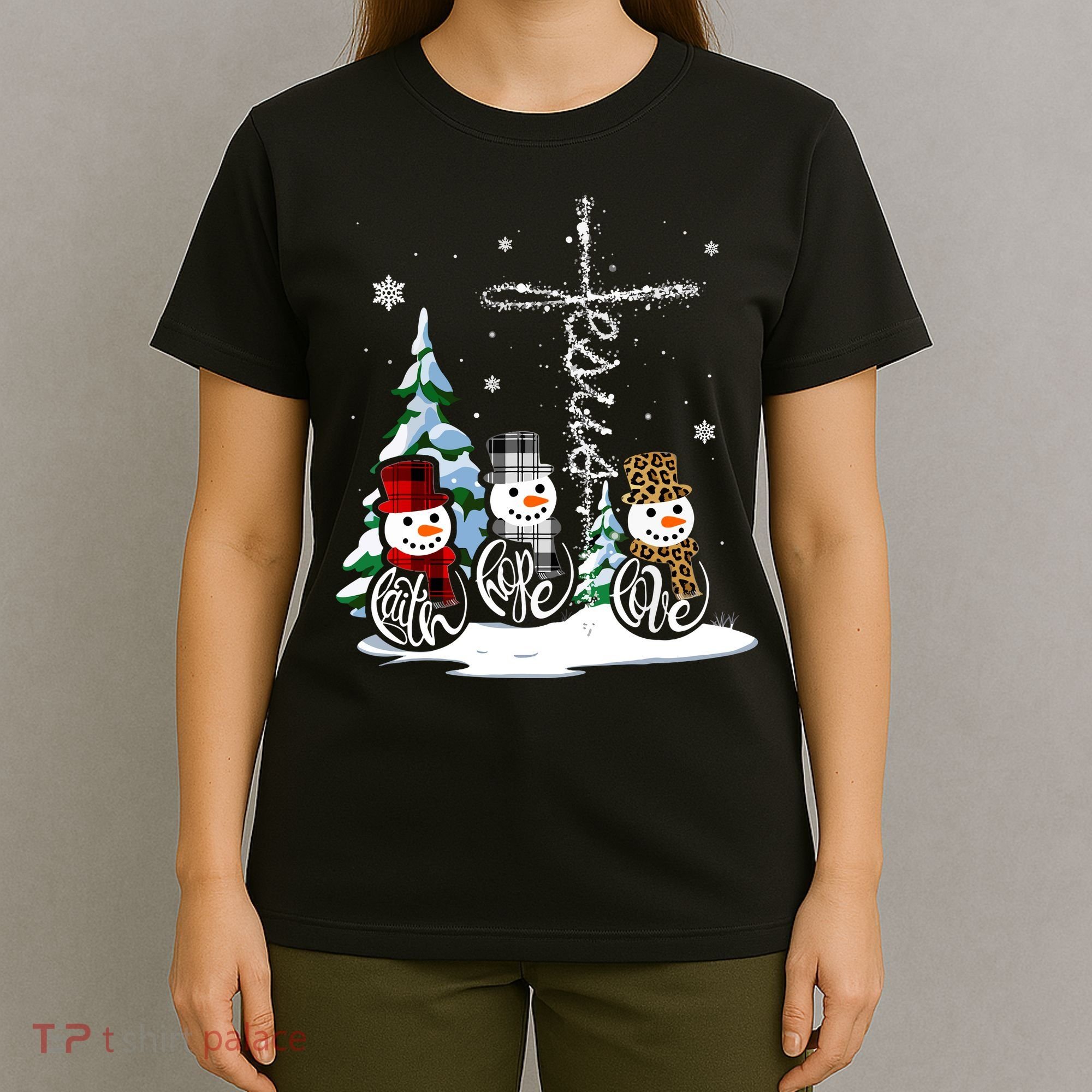 Merry Christmas Faith Hope Love Christmas Snowmen Gift T-Shirt