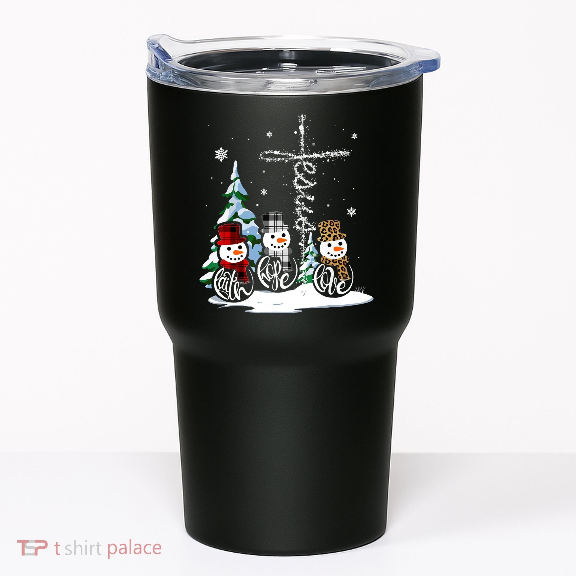 Merry Christmas Faith Hope Love Christmas Snowmen Gift Tumbler