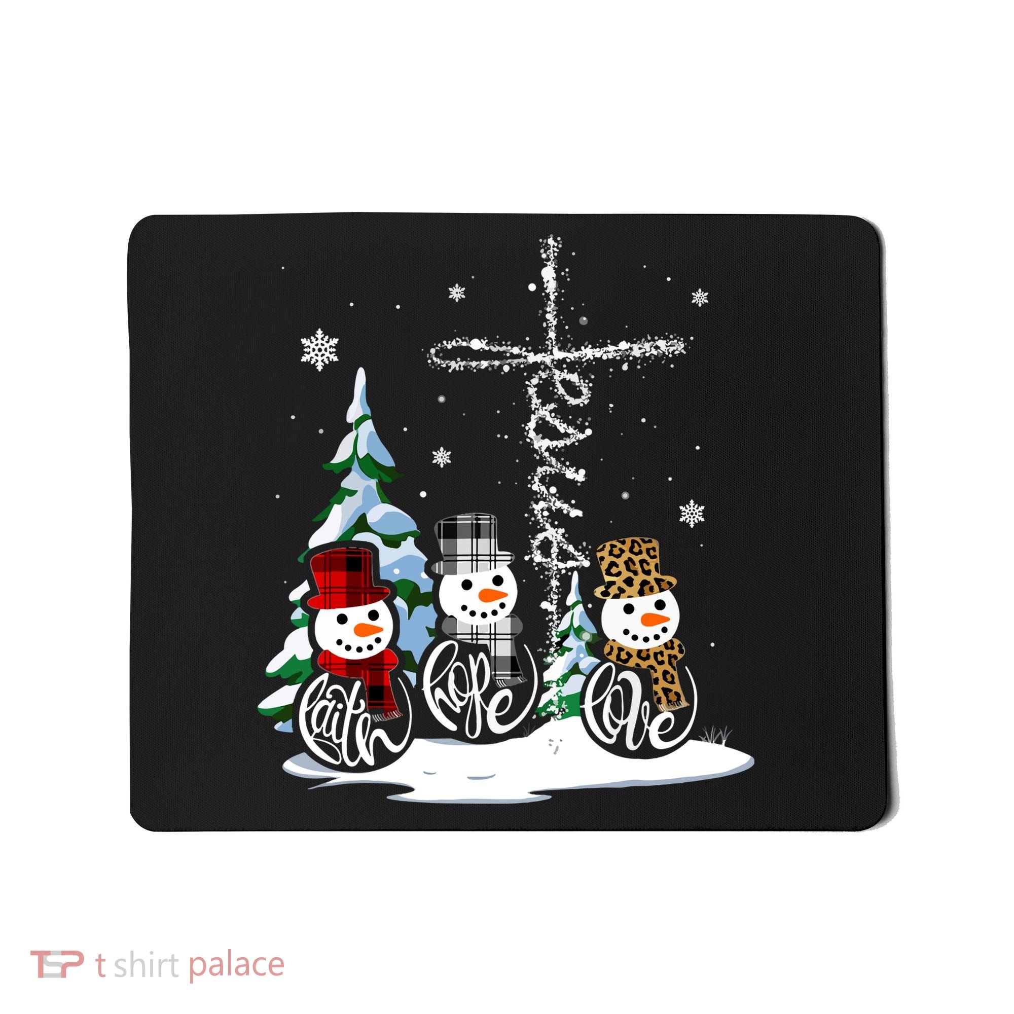 Merry Christmas Faith Hope Love Christmas Snowmen Gift Mousepad