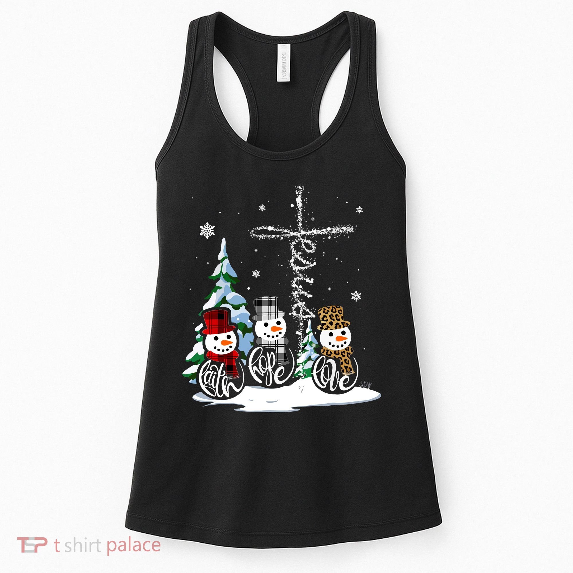 Merry Christmas Faith Hope Love Christmas Snowmen Gift Women's Tank Top