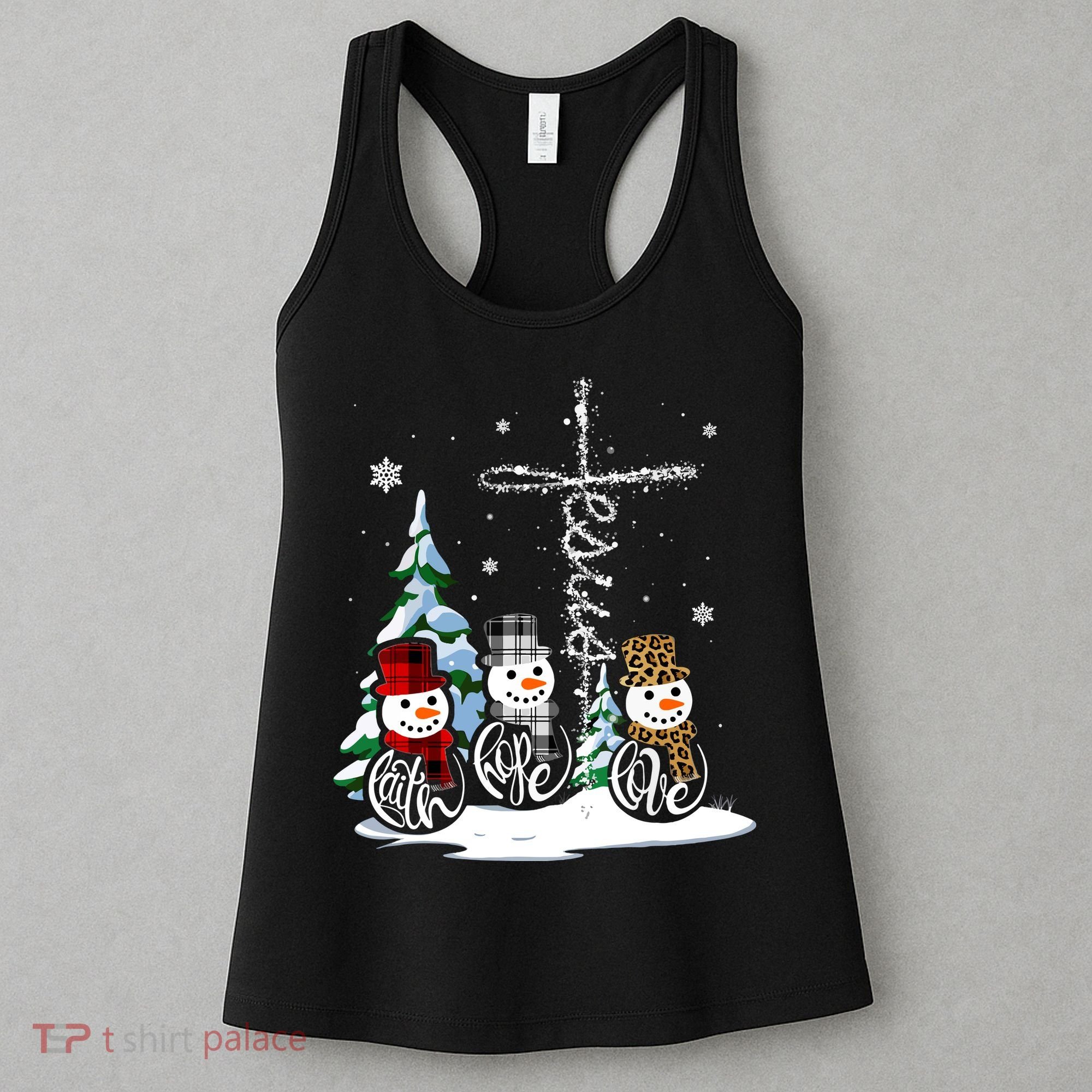 Merry Christmas Faith Hope Love Christmas Snowmen Gift Women's Tank Top