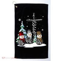 Merry Christmas Faith Hope Love Christmas Snowmen Gift Golf Towel thumb 0