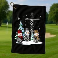 Merry Christmas Faith Hope Love Christmas Snowmen Gift Golf Towel thumb 1